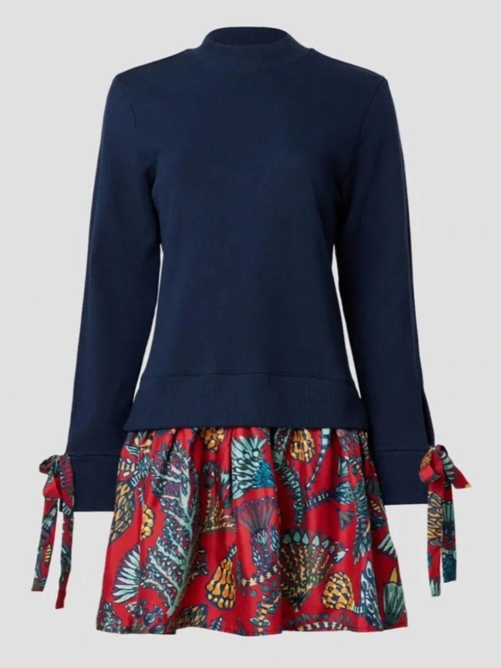 La DoubleJ Sporty Dress Layered Mini Sicomore Red Navy w/ Ribbon Cuffs Cute! XS